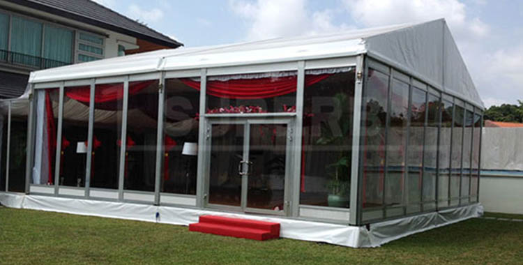 30′ x 30′ Wedding Party Tent With Glass Wall For Sale